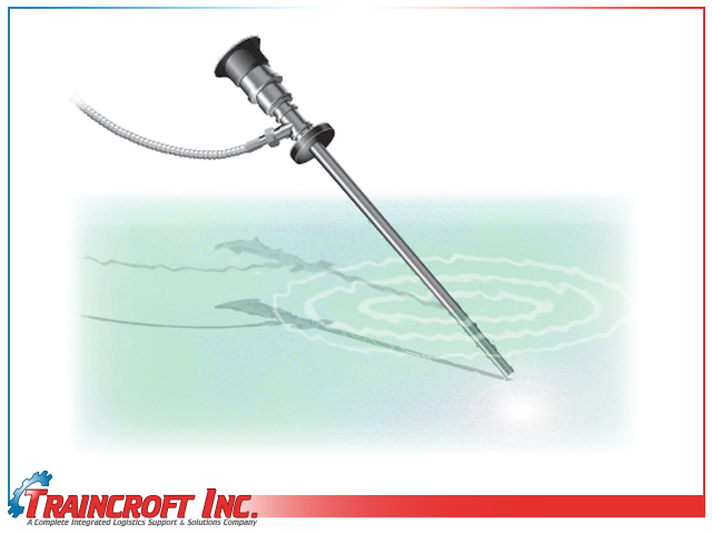 Borescope probe in water illustration